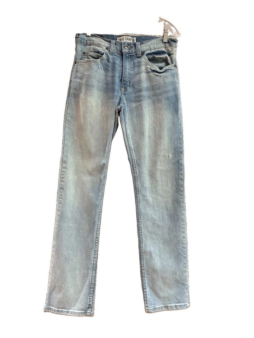 True Craft Men’s Straight Leg Light wash Blue Denim Jeans, Size 30x32